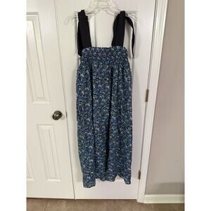 Buru Women’s Black Ditsy Floral Print Sleeveless Tie Shoulder Midi Dress